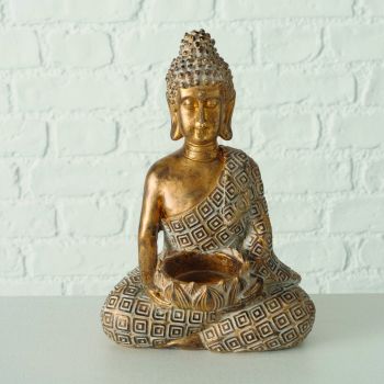 Suport pentru lumanari Buddha Makia V2, Boltze, 14x10x21 cm, polirasina