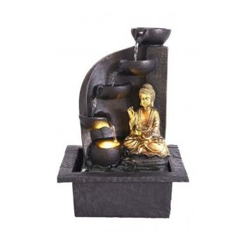 Fantana decorativa Buddha right, 21.5x18x30 cm, poliston, negru