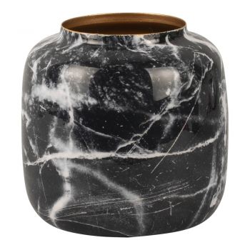 Vază din fier PT LIVING Marble, înălțime 19,5 cm, alb-negru