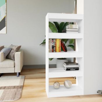 vidaXL Bibliotecă/Separator cameră, alb, 60x30x135 cm, lemn prelucrat