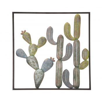 Decoratiune metalica de perete, Cactus C Multicolor, l50xA1,3xH50 cm