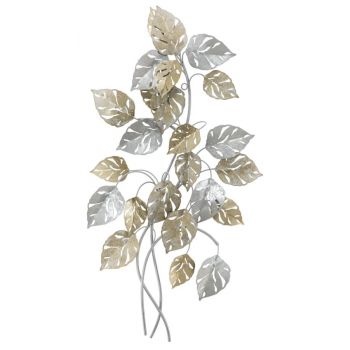 Decoratiune metalica de perete, Leaf Auriu / Argintiu, l50xA7,5xH90,5 cm