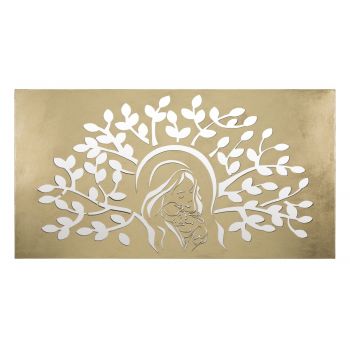 Decoratiune metalica de perete, Maternity Auriu, l120xA2xH64 cm