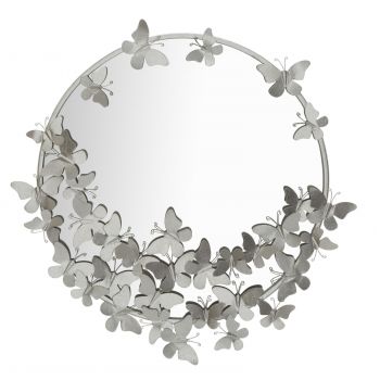 Oglinda decorativa din metal Butterfly Small Argintiu, Ø74 cm