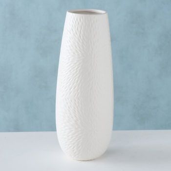 Vaza decorativa din ceramica, Salina Alb Mat, Ø12xH31 cm