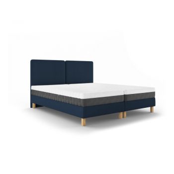 Pat matrimonial 160x200 cm albastru închis tapițat cu somieră Lotus – Mazzini Beds ieftin