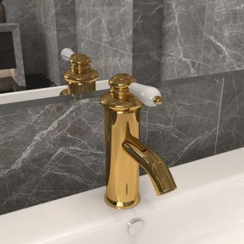 vidaXL Robinet chiuvetă de baie, auriu, 130x180 mm