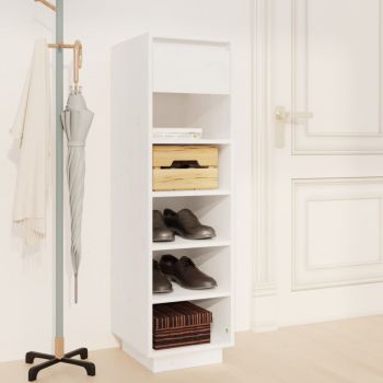 vidaXL Pantofar, alb, 34x30x105 cm, lemn masiv de pin