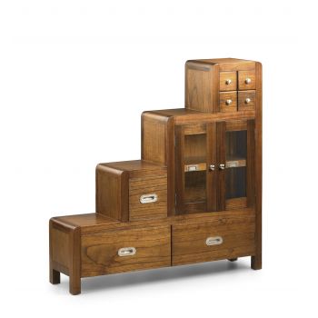Cabinet din lemn si furnir, cu 7 sertare si 2 usi, Flash Right Nuc, l98xA25xH98 cm