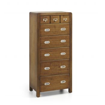 Cabinet din lemn si furnir, cu 8 sertare, Flash Tall Nuc, l60xA40xH130 cm