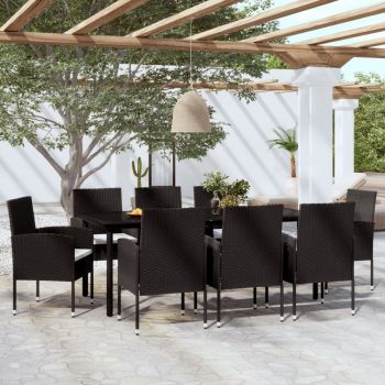 vidaXL Set mobilier pentru grădină, 9 piese, negru