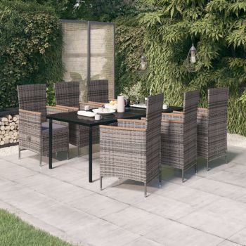 vidaXL Set mobilier pentru grădină cu perne, 7 piese, gri