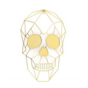 Decoratiune metalica de perete Skull Auriu, l38xA6xH60 cm