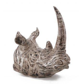 Decoratiune din ceramica, Bleached Rhinoceros Head Natural, L25xl45xH45 cm