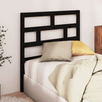 vidaXL Tăblie de pat, negru, 81x4x100 cm, lemn masiv de pin