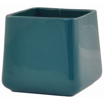 Ghiveci ceramica Quadro, patrat, albastru petrol, 13 x 14 cm