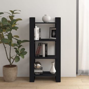 vidaXL Bibliotecă/Separator cameră,negru, 60x35x125 cm, lemn masiv pin