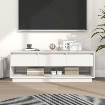 vidaXL Comodă TV, alb, 110,5x34x40 cm, lemn masiv de pin