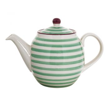 Ceainic din gresie ceramică Bloomingville Patrizia, 1,2 l, alb-verde ieftin