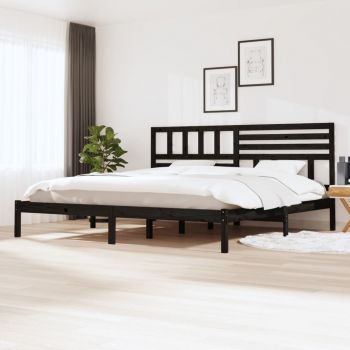 vidaXL Cadru de pat Super King 6FT, negru, 180x200 cm, lemn masiv pin
