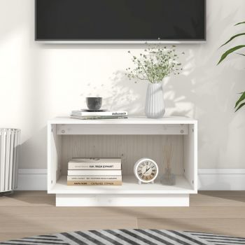 vidaXL Comodă TV, alb, 60x35x35 cm, lemn masiv de pin
