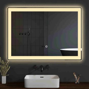 Oglindă baie cu iluminare LED inclusiv backlight și dezaburire cu buton touch dimensiuni 700x500 mm putere 24 W