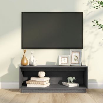 vidaXL Comodă TV, gri, 90x35x35 cm, lemn masiv de pin