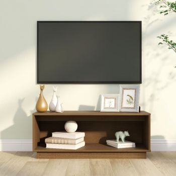 vidaXL Comodă TV, maro miere, 90x35x35 cm, lemn masiv de pin