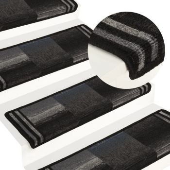 vidaXL Covorașe de scări autoadezive, 5 buc., negru și gri, 65x25 cm