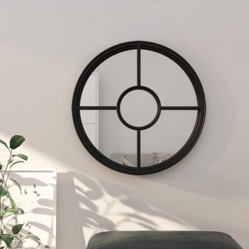 vidaXL Oglindă rotundă,negru,60x4 cm,fier,pentru utilizare în interior