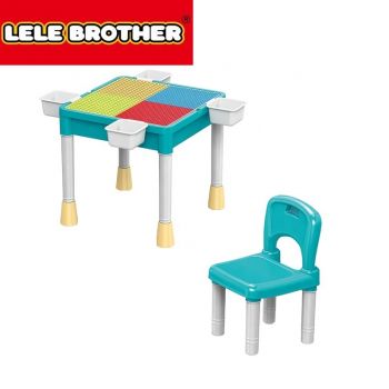 Set 2 piese, masa plus scaun, pentru caramizi constructie, Lele Brother