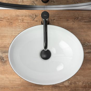 Lavoar Sofia negru/alb mat ceramica sanitara – 41 cm