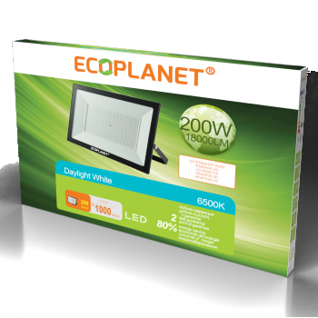 Proiector LED Ecoplanet Tablet, 200W (1000W), 18000LM, F, lumină rece 6500K, IP65 (ECO-0315)