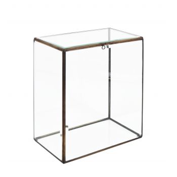 Cutie pentru depozitare din sticla si metal Big Bezel Box Transparent / Alama, L25xl15xH37 cm