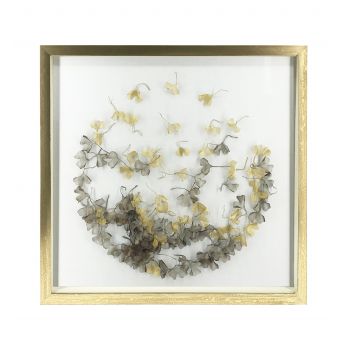 Decoratiune de perete, Diana Spheres Flowers Auriu / Alb, 80 x 80 cm