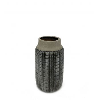 Vaza decorativa din ceramica, Tian Relief Small Gri, Ø15xH30 cm