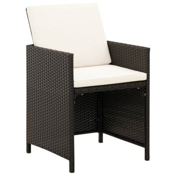 vidaXL Set scaune de grădină și taburet, 4 piese, negru, poliratan