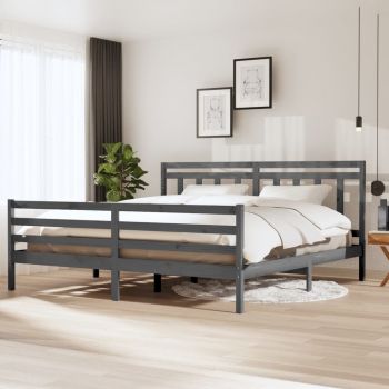 vidaXL Cadru de pat, gri , 200x200 cm, lemn masiv
