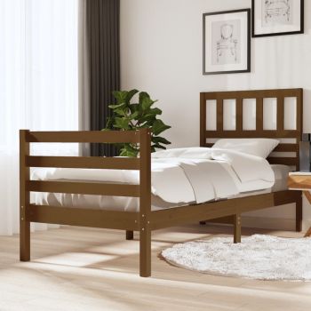 vidaXL Cadru de pat, maro miere, 90x200 cm, lemn masiv