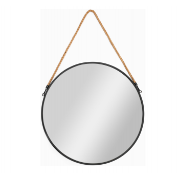 Oglinda rotunda cu franghie 50 cm Rea negru