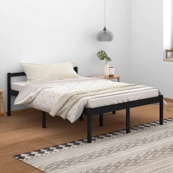 vidaXL Cadru de pat,negru, 140x200 cm,lemn masiv de pin