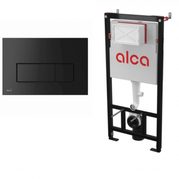 Pachet Rezervor WC Incastrat Alcadrain cu clapeta negru mat AM101/M578 ieftin