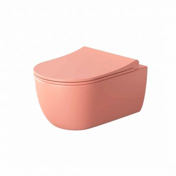 Set vas WC suspendat Massi Molis roz capac soft-close