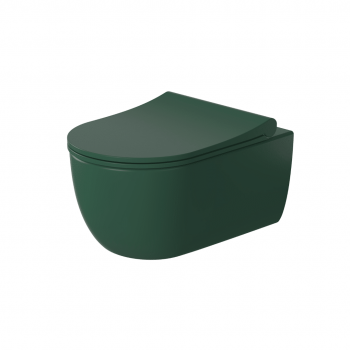 Set vas WC suspendat Massi Molis verde semi-mat capac soft-close
