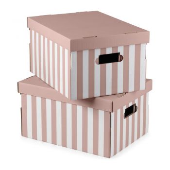 Cutii de depozitare din carton cu capac 2 buc. Stripes – Compactor