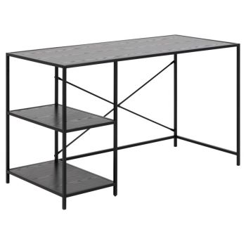 Masa de birou din pal si metal, Seaford Antracit / Negru Mat, L130xl60xH75 cm