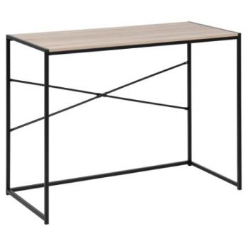 Masa de birou din pal si metal, Seaford Negru Mat, L100xl45xH75 cm