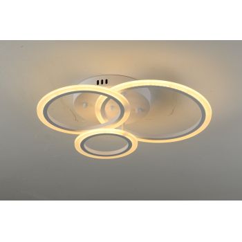 Lustra LED RFAN, Model K001-3, cu Telecomanda, 3 Tipuri de Lumina, Intensitate Reglabila, 90W, Alb