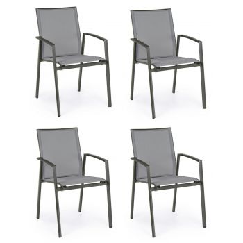 Set 4 scaune de gradina / terasa din metal Cruise Gri / Antracit, l57xA57xH87,5 cm
