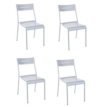 Set 4 scaune de gradina / terasa din metal Issy Gri Bleu, l48xA60xH81 cm